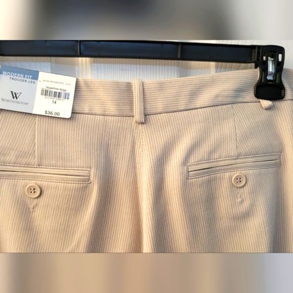 Lightweight professional pants in taupe/cream subtle stripes, NWT, size 14 - Picture 5 of 8